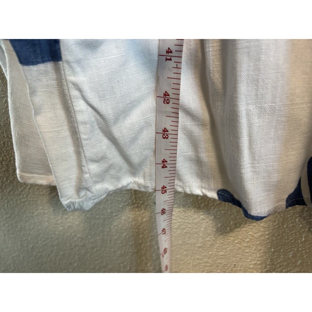 MSK Sun Dress Rayon Linen White Blue Sleeveless Lined Vacation Resortwear Size L - Picture 10 of 10
